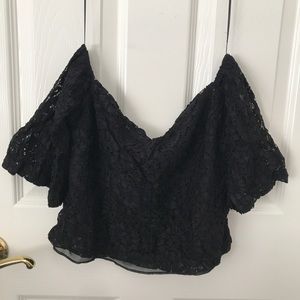 Zara Black Lace Off the Shoulder Top